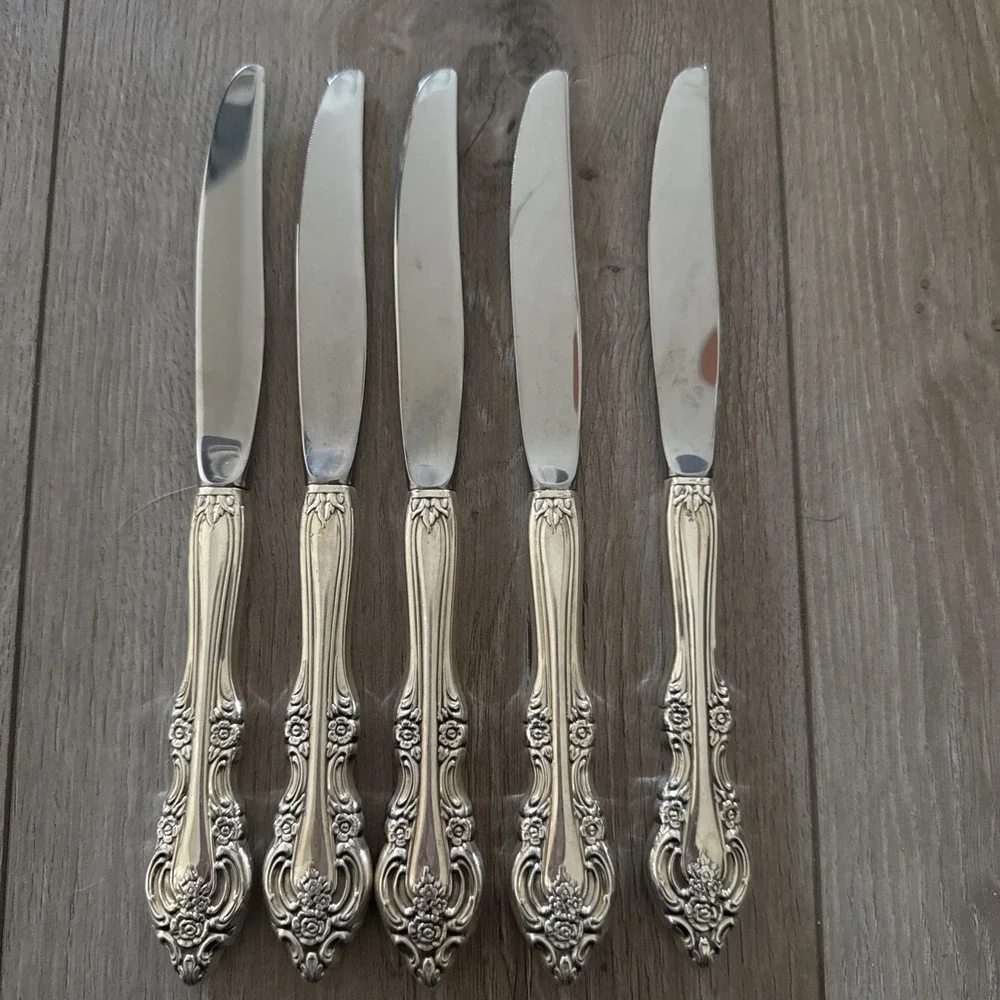 Set of 5 Oneida Community Silver Plate Silver Artistry Dinner‎ Knives